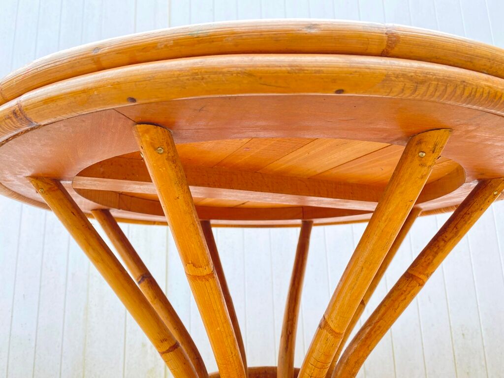 Round rattan table dia 65cm vintage 60s