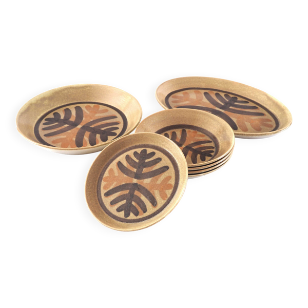 Service grès plats assiettes 7 pièces