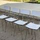 4 chaises de cuisine en formica beige et acier