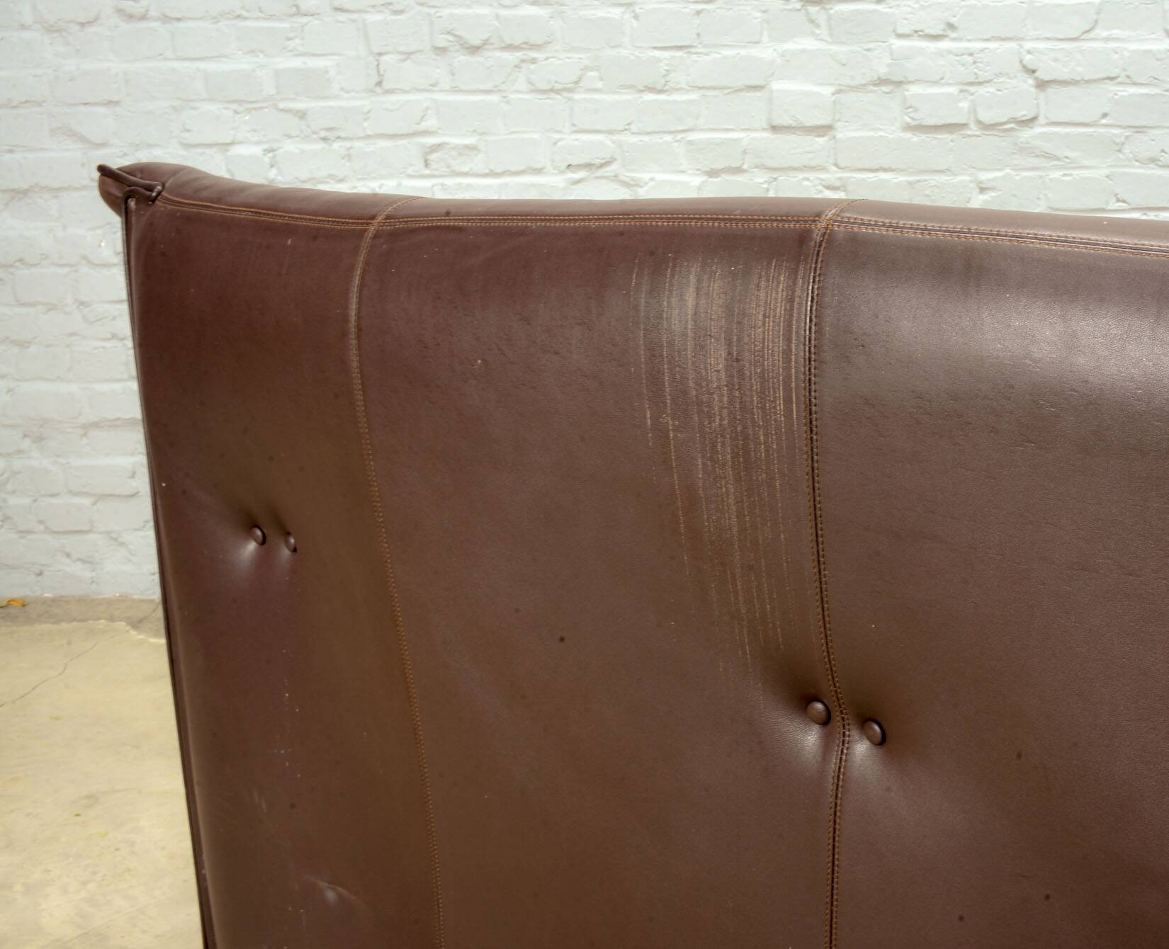 Afra and Tobia Scarpa for B&B Italia Chocolate Brown Leather Two Seat Sofas