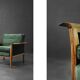 Vintage Mid-Century Modern Rosewood & Green Velour 3-Seater Sofa and Chair