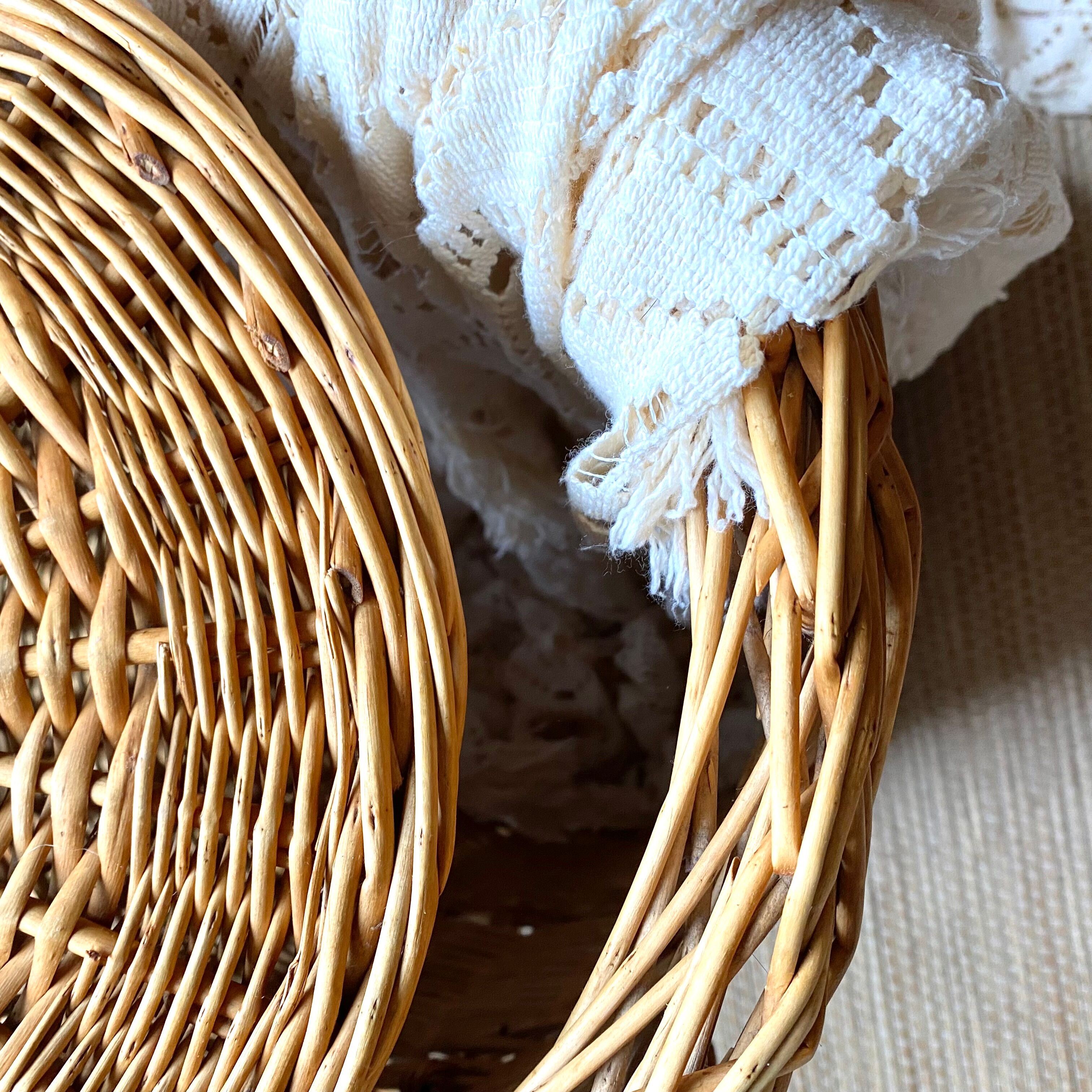 Vintage wicker linen pan