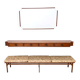Ensemble d'entrée vintage avec miroir mural, console en noyer et banc par Brugnoli.