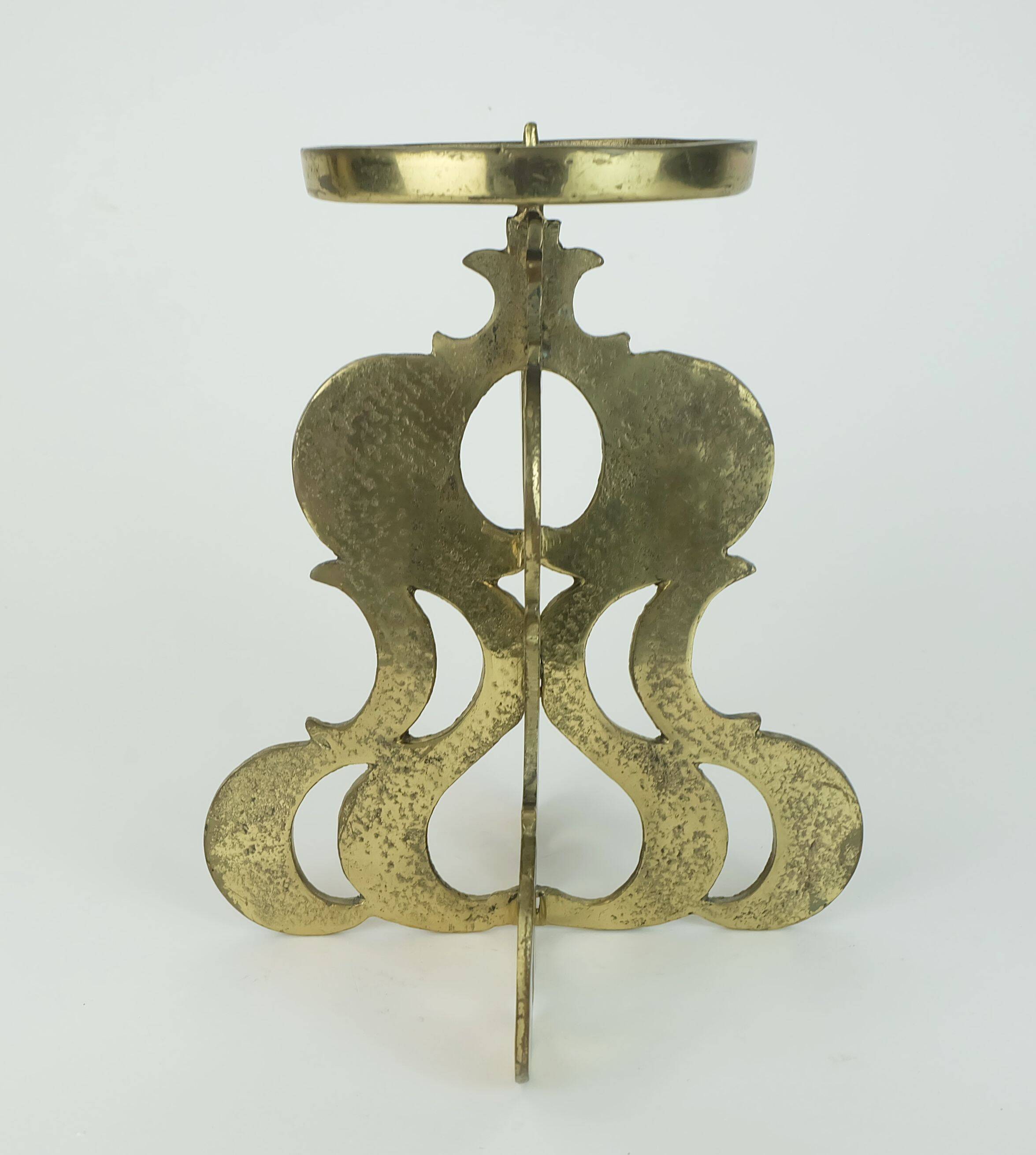1960s mid century brutalist brass CANDLEHOLDER for one big candle