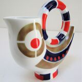 Zoomorphic pitcher vase rooster porcelain design vintage