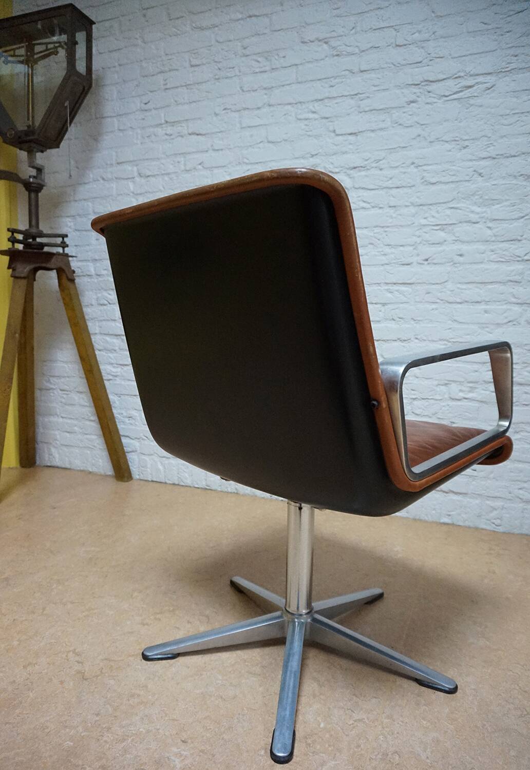 Cognac leather armchair by Delta 2000 for Wilkhahn, Germany, 1960s