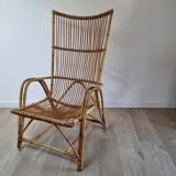 Large vintage rattan armchair