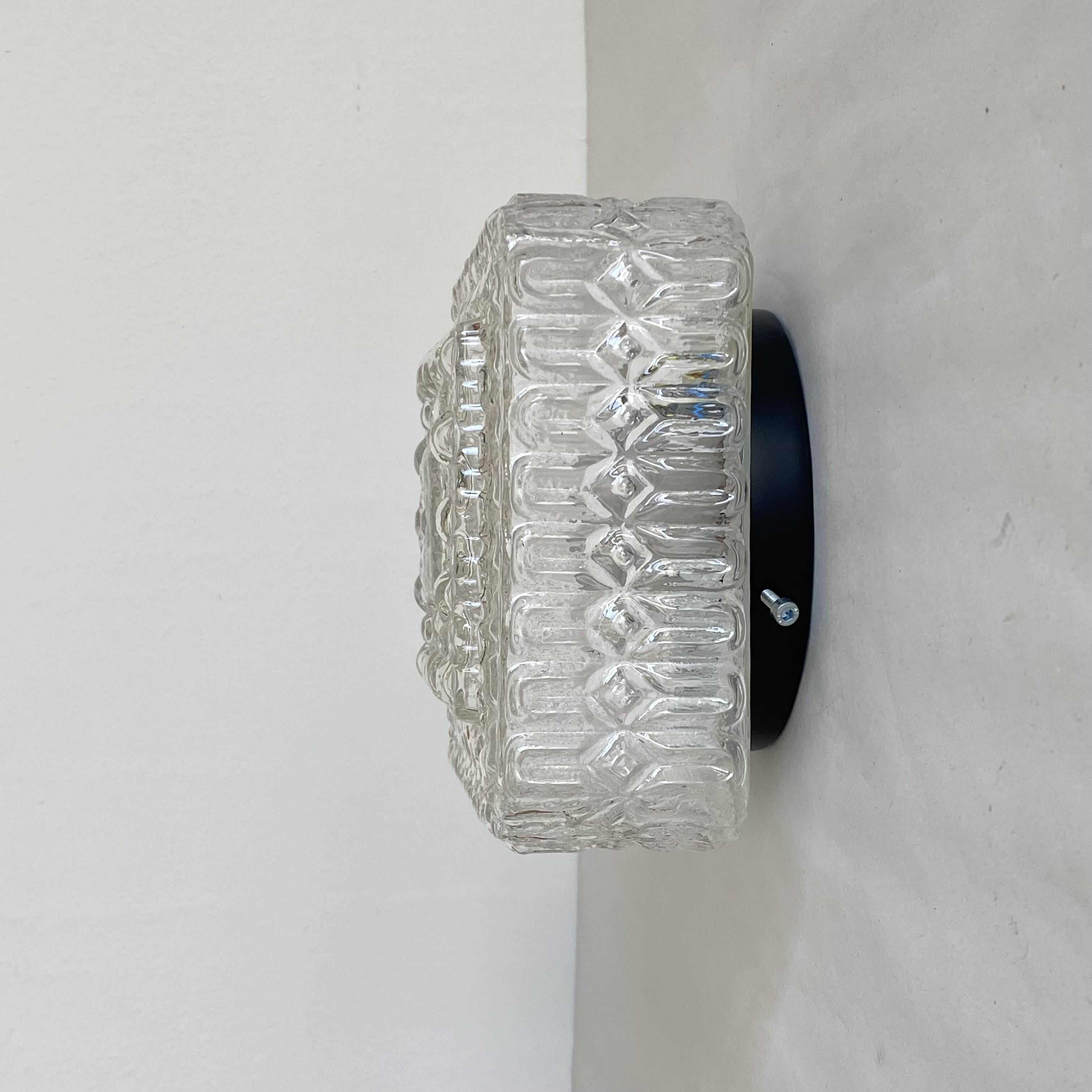 Small square wall light ceiling light molded glass 1970 1980