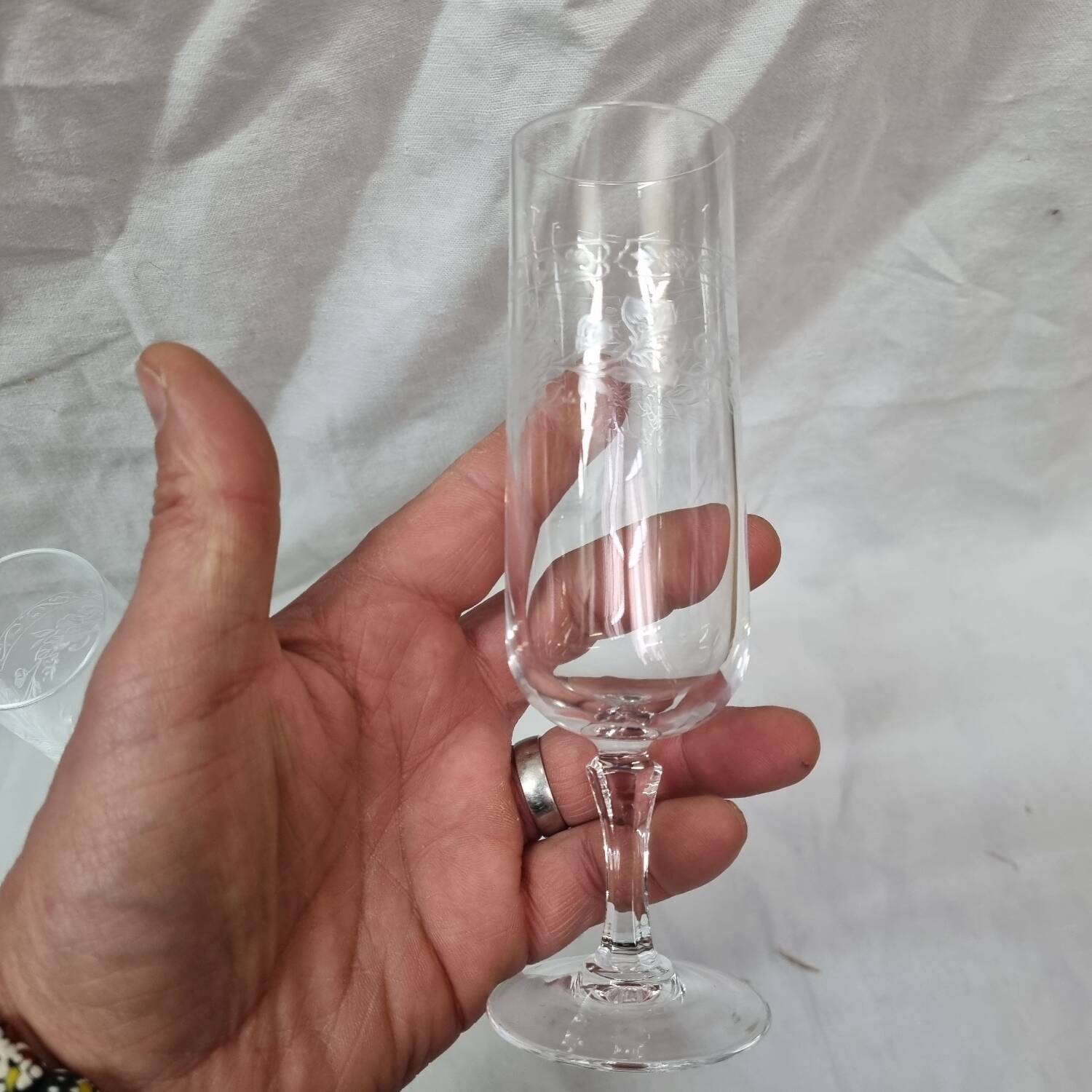 4 crystal champagne flutes from 1960