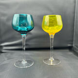 8 multicolored stemmed glasses