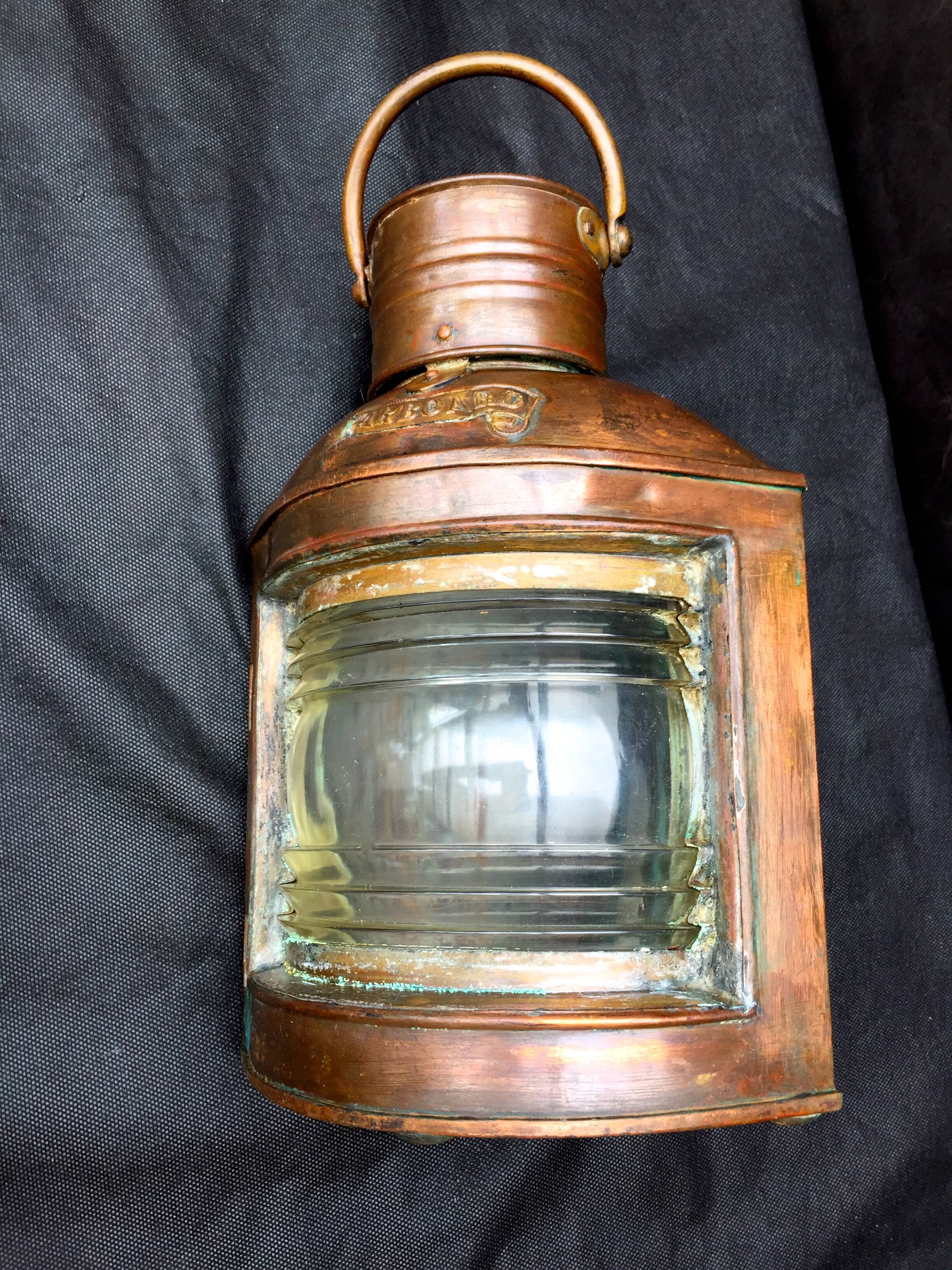 Ancient naval flag lantern in ancient copper semaphore lamp 19th century