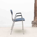 Eromes ant ebony and chrome chair with armrests and cushion