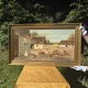 Vintage Oil Painting - Sunlit Farmyard with Chickens