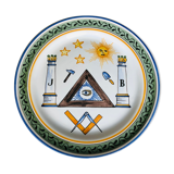 Old collection plate on The Masonic theme