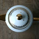 White and gold Limoges porcelain teapot