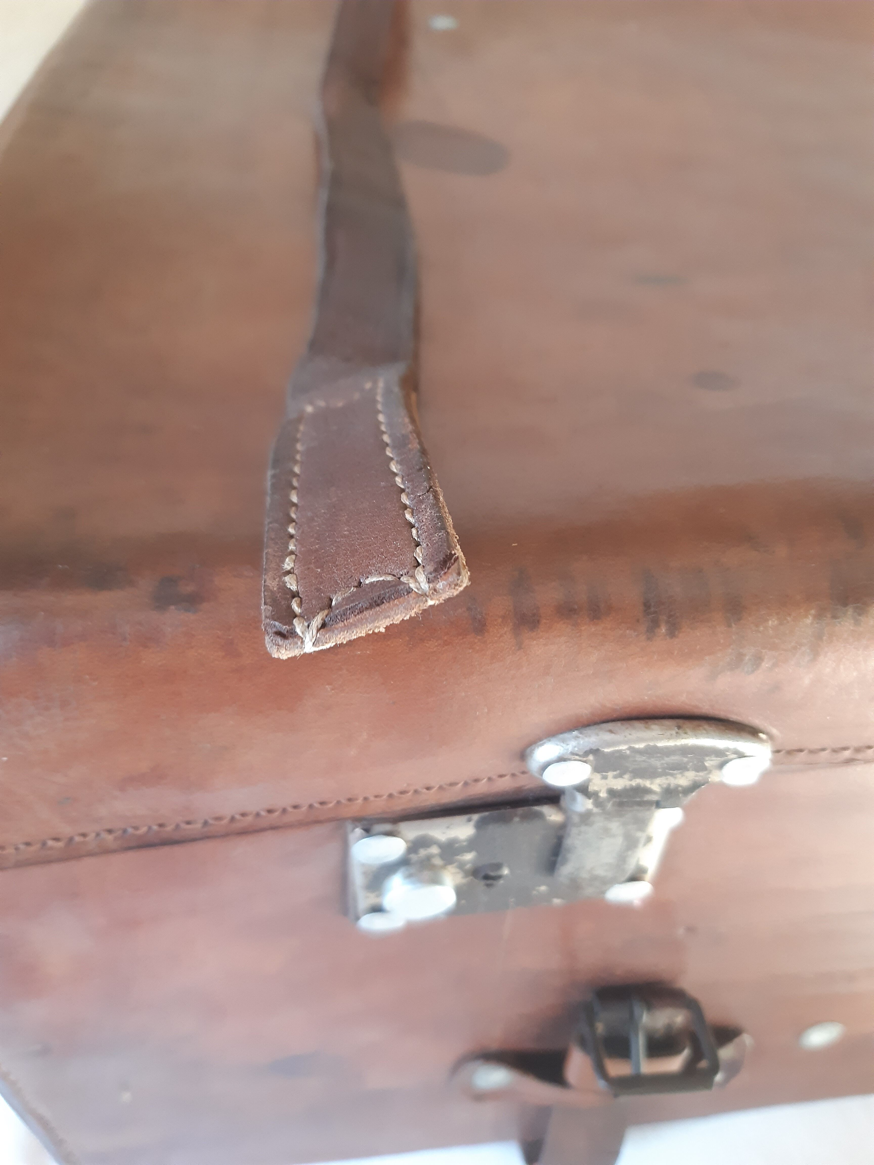 Large leather suitcase
