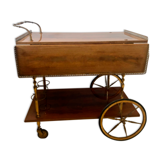 Desserte roulante vintage laiton et palissandre