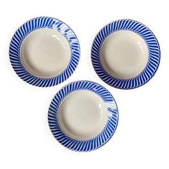 3 assiettes creuses Digoin Sarreguemines modèle Jacquot.