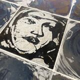 Vintage mahogany & ceramic enamel side table jens thirslund, kähler ceramic (hak), denmark