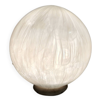Spheric White Murano Blown Glass Table Lamp by La Murrina with Murrines, Italy