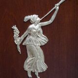 Empire style mahogany display bookcase with gilt bronze decoration and three doors.