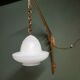 Early 20th century art deco wall lamp with brass bracket and opaline glass shade