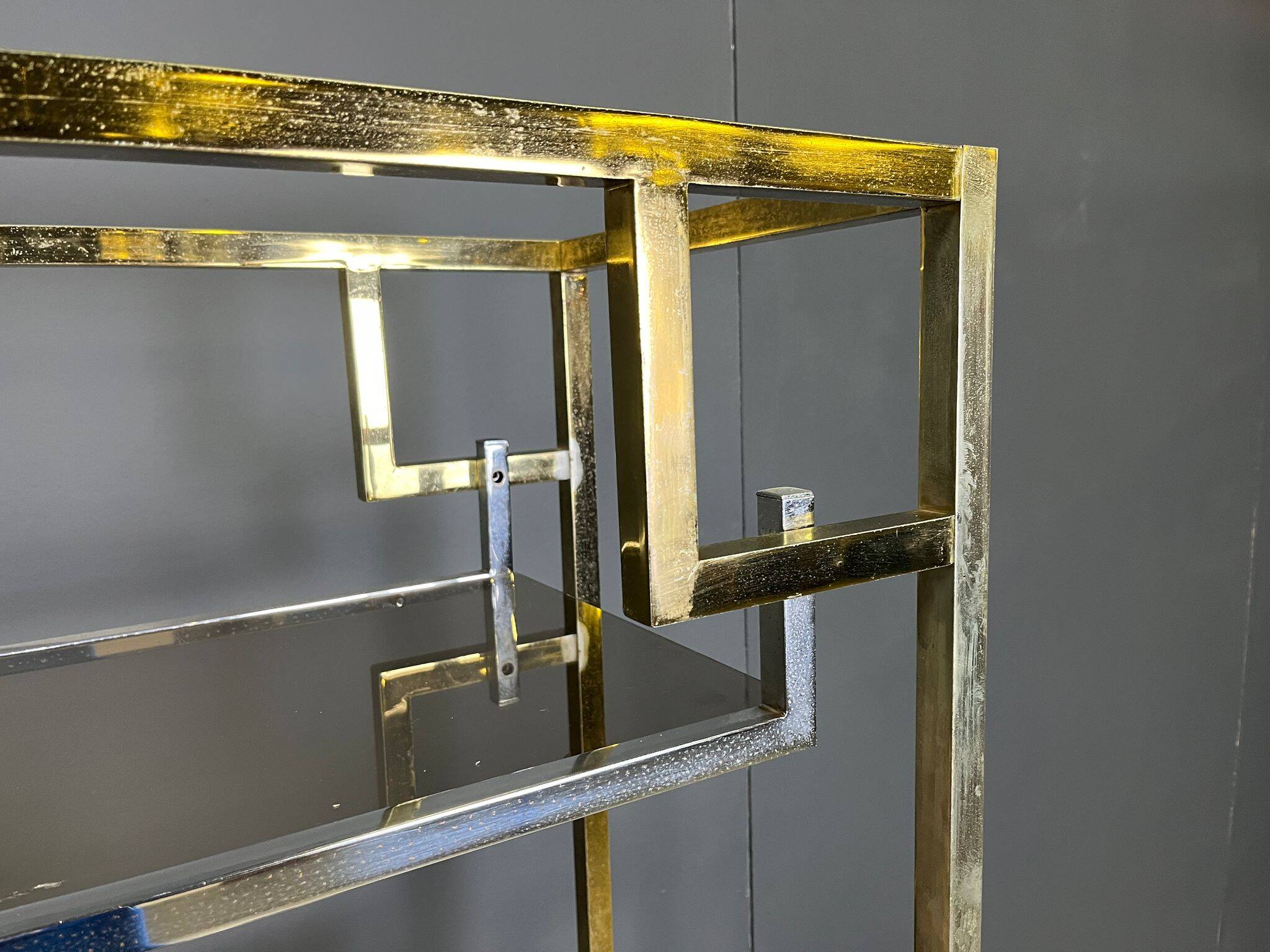 Vintage brass and chrome wall unit, 1970s