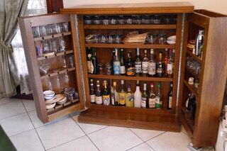 Furniture bar bar solid oak brass handles