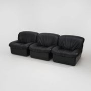 Modular black leather armchairs, 1970s