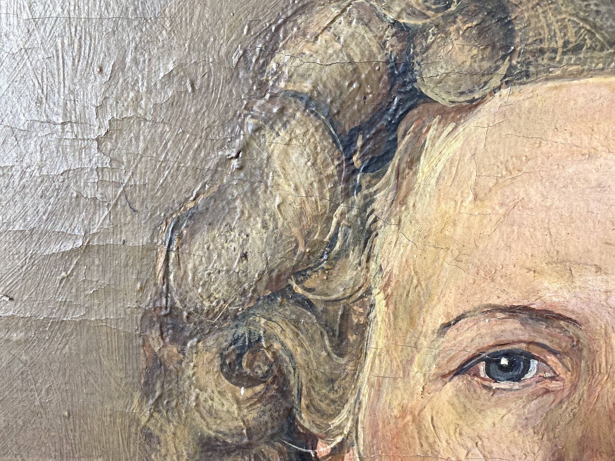 Oil portrait on canvas of an elegant vintage woman 50s