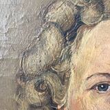 Oil portrait on canvas of an elegant vintage woman 50s