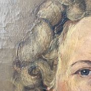 Oil portrait on canvas of an elegant vintage woman 50s