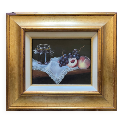 Tableau HSP ''Confiture, dentelle et fruits'' signée postimpressionniste