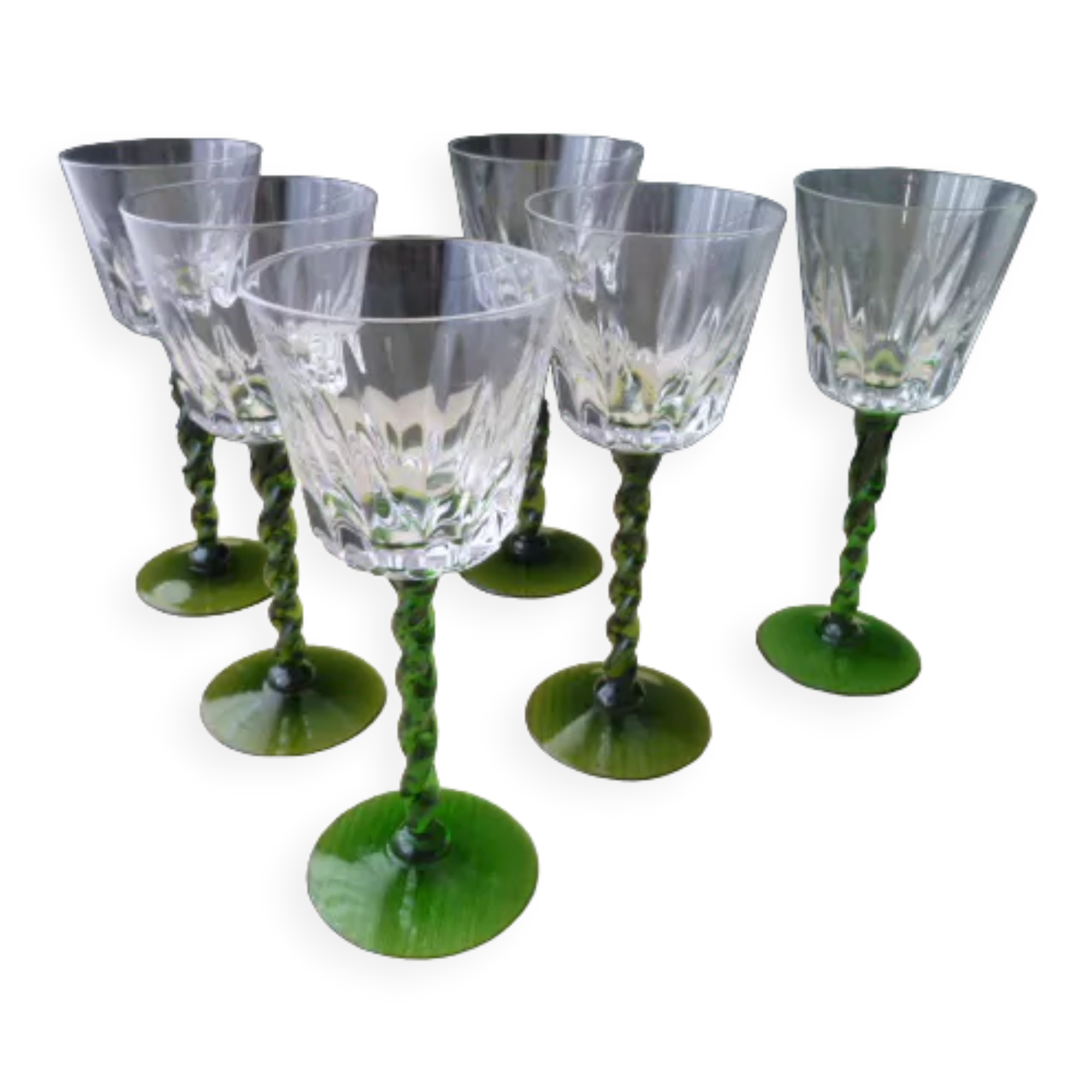 Set of 6 glasses of white wine from Alsace twisted leg