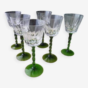 Set de 6 verres à vin blanc d'Alsace jambe torsadée