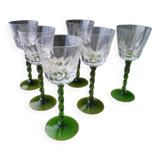 Set of 6 glasses of white wine from Alsace twisted leg