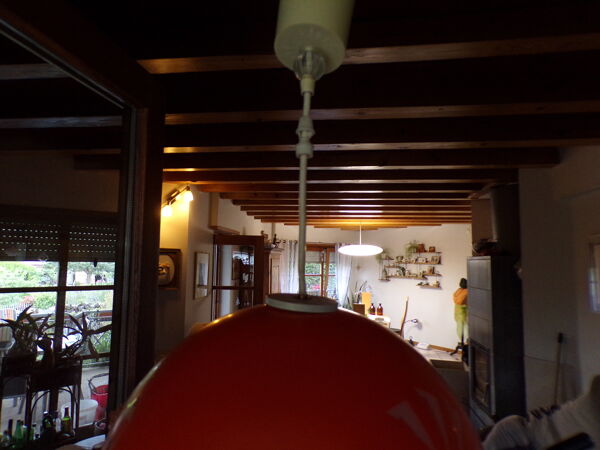 Suspension vintage globe en verre orange