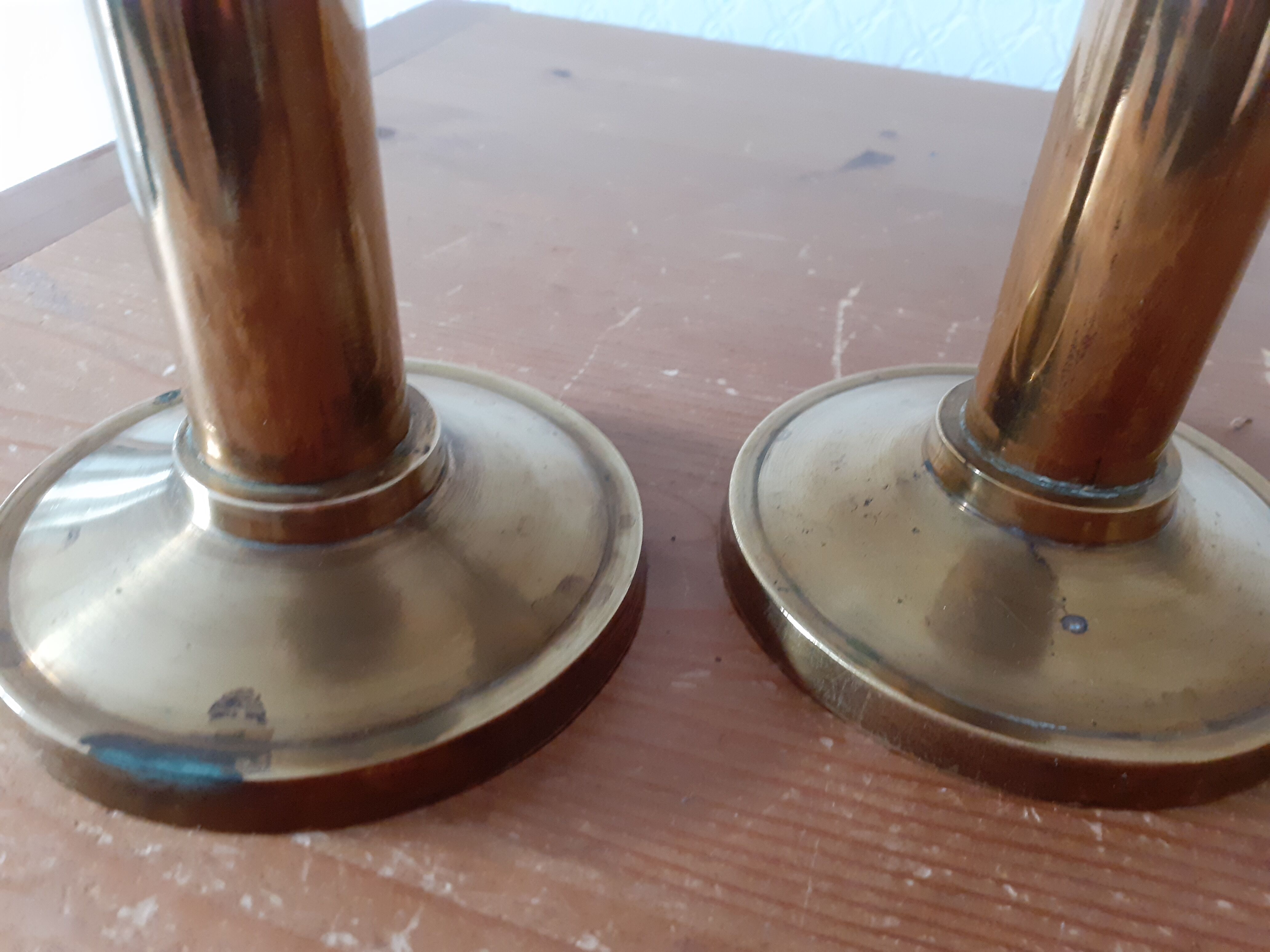 Pair of brass candle holders