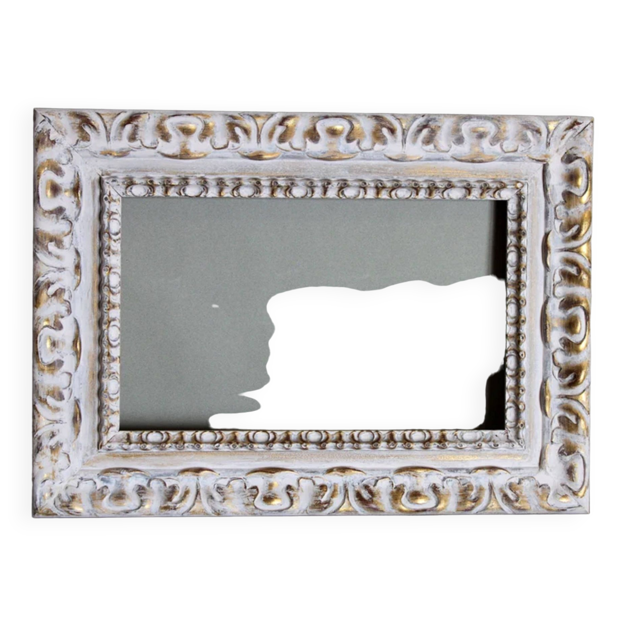 Exclusive carved wooden frame. stripped vintage frame.