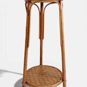 French Mid-Century Wood, Bamboo and Reed Plant Stand, 1960s