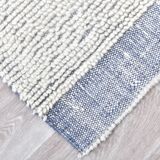 100% Wool Blue & White Moroccan Rug 136x211Cm