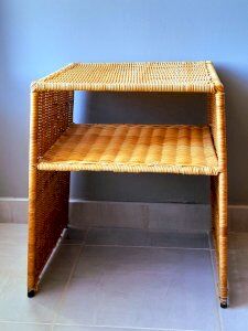 Wicker bedside table or side table from the 1960s.