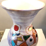 Vase à étranglement à décor abstrait polychrome années 60