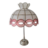 Lampe à poser pied moderne en métal et abat jour nacre