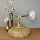 Angled wall lamp with vintage shade in yellow Clichy glass