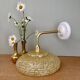 Angled wall lamp with vintage shade in yellow Clichy glass