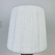 Lampe bouteille grès et abat jour laine vintage