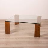 Vintage 80's table in wood, brass and glass, italian design