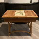 Hairdresser, vintage rattan desk, in the style of Audoux Minet.