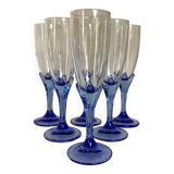 Six Bormioli Rocco Cobalt Blue Champagne Flutes